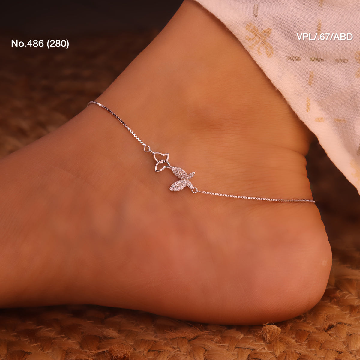 Butterfly trails silver anklet for women
