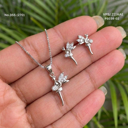 Glitter muse silver pendant set for women