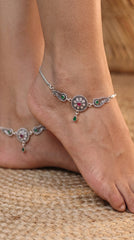 Ethnic Charm Jaipur Silver Anklets for Women