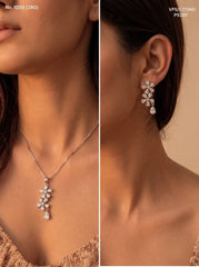 Floral charms silver flowers pendant set for women
