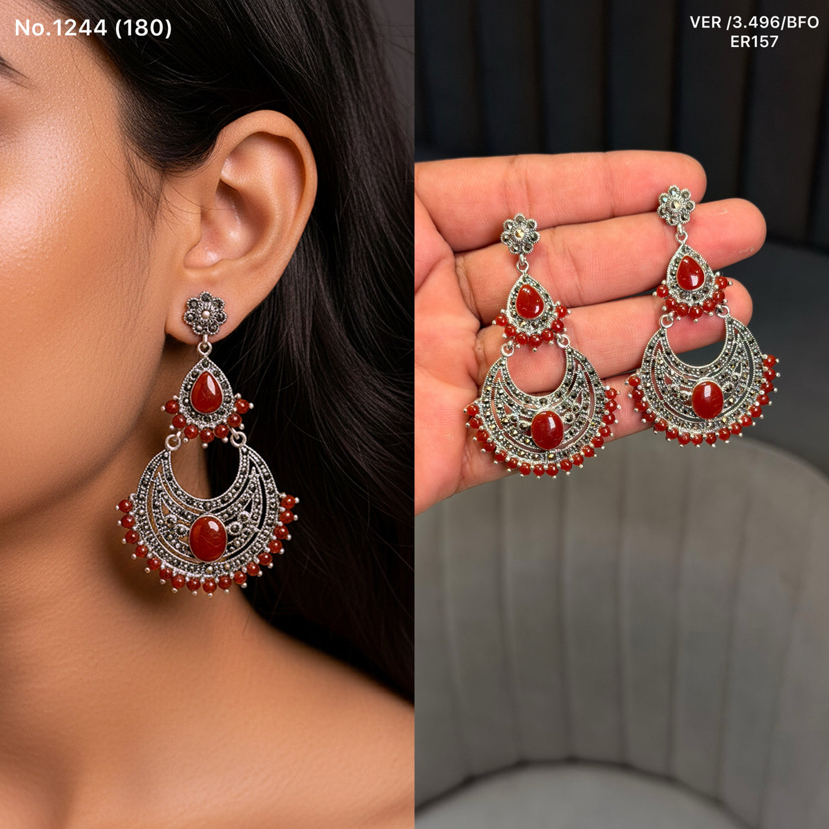 Scarlet empress silver earrings