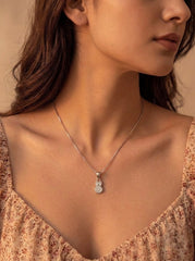 Dazzling dew silver pendant set for women