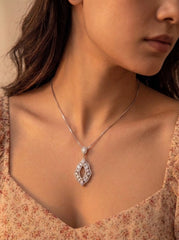 White satin silver pendant set for women