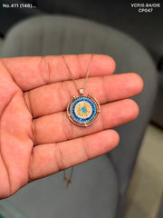 Turkish evil eye silver chain pendant