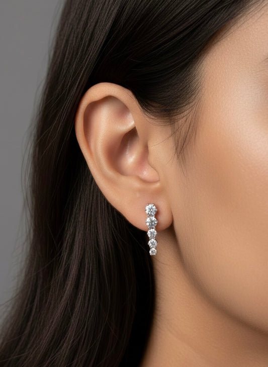 Diamond line silver stud