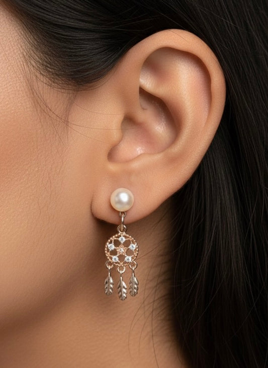 Lunar leaves silver earrings
