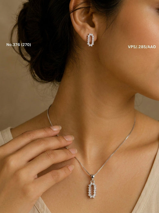 Royal gleam silver pendant set for women