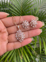 Opal shine silver pendant set for women