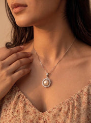 Pearlora silver pendant set for women