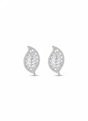 Leaves shine silver stud