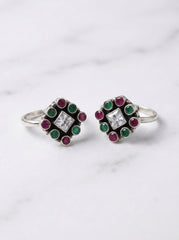 Flora charm silver toerings for women