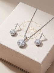Diamond shine silver pendant set for women