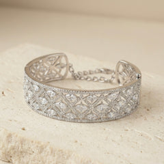 Sapphire spark silver kada for women