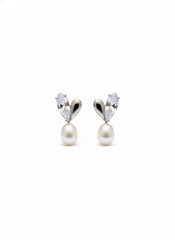 Ivory heart pearl silver stud