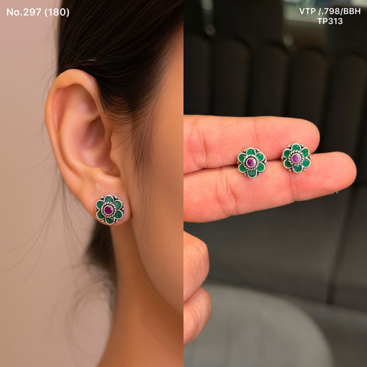 Olive blossom silver stud