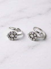 Drop bloom silver toerings for women