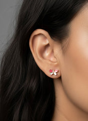 Pink pop flutter silver studs