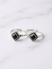 Blue aura silver toerings for women