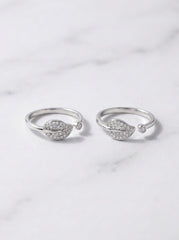 Silver Leaf Sparkle Toe Ring for women