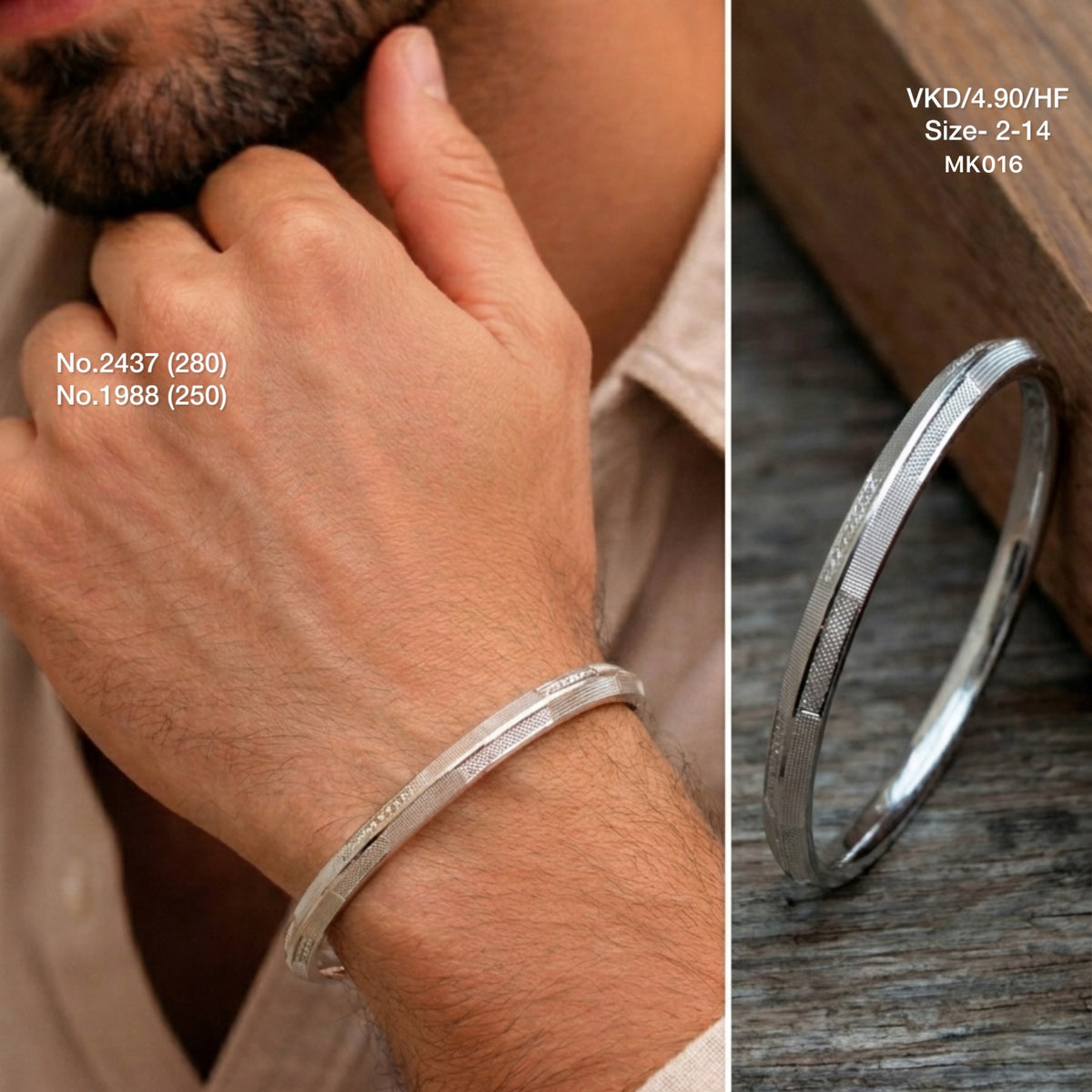 Alpha silver kada for men