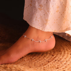 Pure silver classy curve ghungroo payal