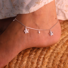 BloomLuxe Silver Payal for Women