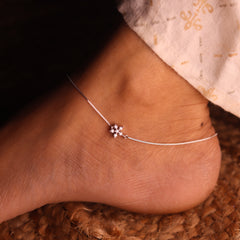 Dew petal silver payal for women