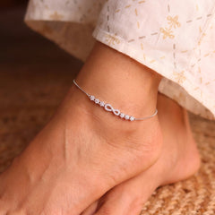 Infinity Gleam Silver Payal for Women