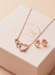 Heart infinity silver pendant set for women