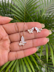 Flutter charm silver pendant set set for women