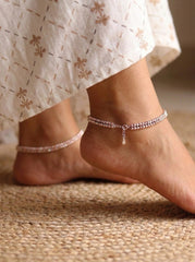 Opulent Silver Rose Payal