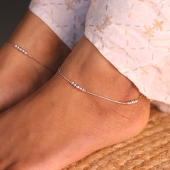 Eva Silver Beads Payal for Women