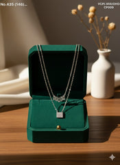 Crystal cascade layer silver chain pendant