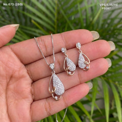 Zircon stone silver pendant set for women