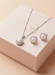 Pearlora silver pendant set for women