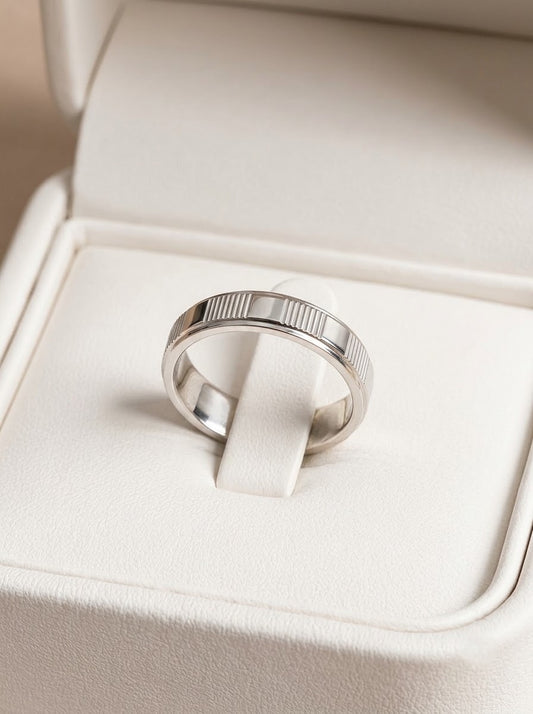 Silver groove men’s ring