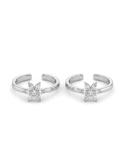 Silver Blossom Crystal Toe Ring for women
