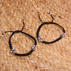 Charming Far Apart Flower Stone Silver Payal for Women