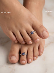 Silver Blue Blossom Toe Ring for women