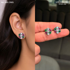 Mosaic flower silver stud
