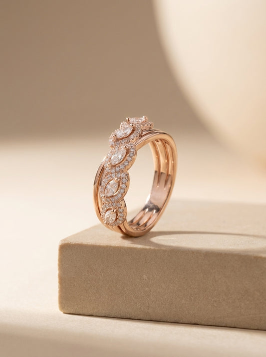 Silver petal ring for women