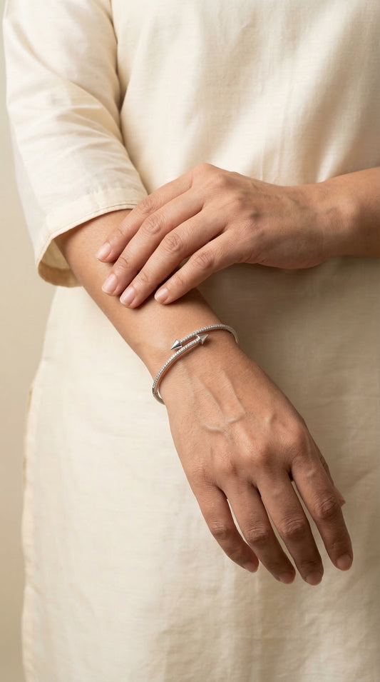 Arrow shine silver kada for women