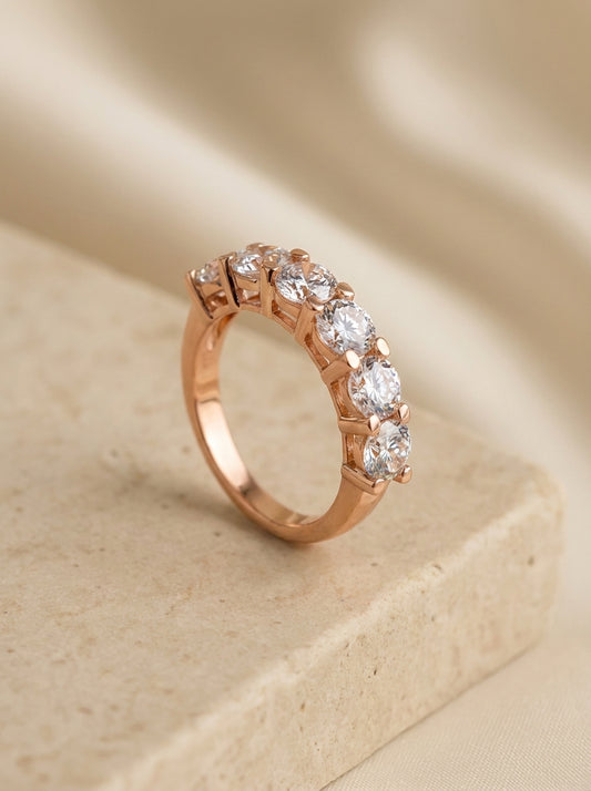 Crystal shine silver ring for women