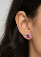 Blushing bloom silver stud