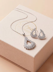 Elara diamond silver pendant set for women