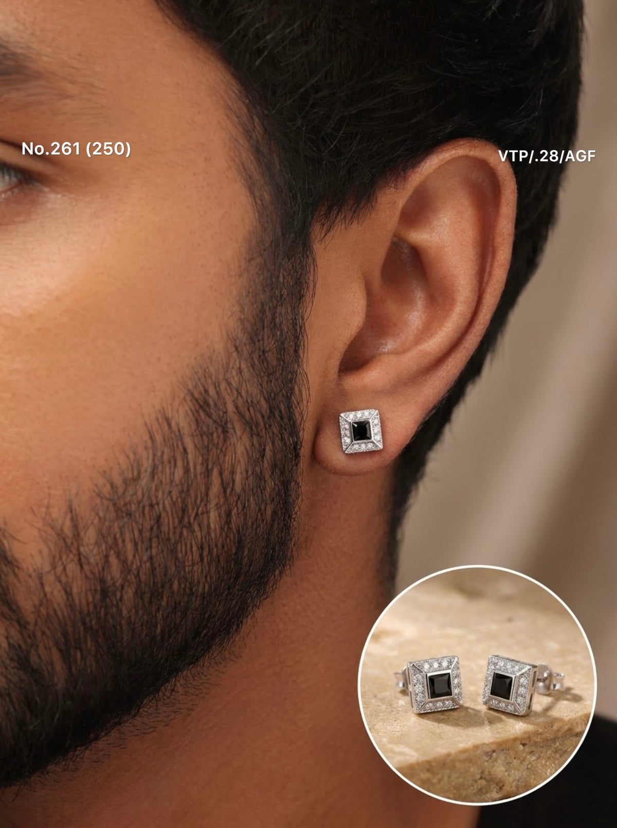 Black Ace silver men’s studs