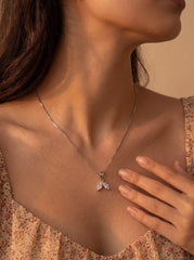 Dew leaf silver pendant set for women
