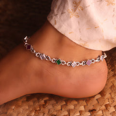 Multiglow sovereign silver payal for women