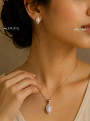 Meher sparkle silver pendant set for women