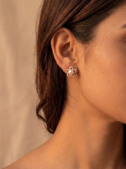 Pearl blossom silver pendant set for women